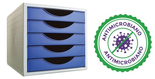 ARCHIVOTEC - MODULO 5 CAJONES ARCHIVO 2000 ANTIMICROBIANO SANITIZED AZUL (Ref.4005AM AZ)
