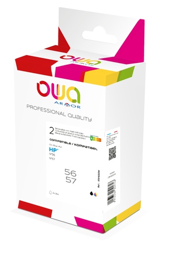 ARMOR - Owa INKJET REMAN PACK 2 REM. FOR HP 56-57 Black, 3 Colours Box (Ref.K10103OW)