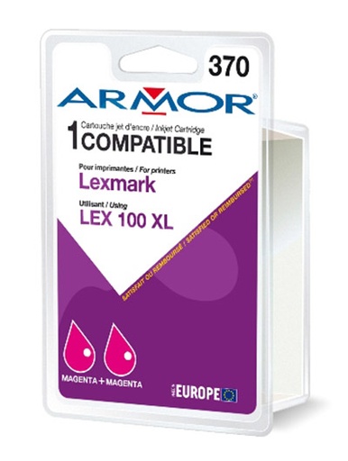 ARMOR - tinta compatible pack 2 LEXMARK 100XL 2M magenta (Ref.B10189R1)