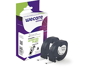 ARMOR - WECARE Etiqueta transparente Texto negro para DYMO LETRATAG PLAST 12mmx4m. Dos cintas por caja (Ref.K80016W4)