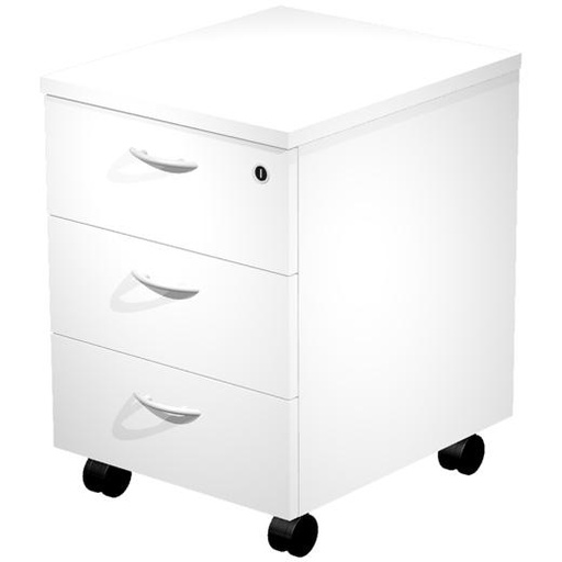 ARTEXPORT - CAJONERA PRESTO 3 CAJONES C/RUEDAS GUÍAS METÁLICAS CERRADURA BLANCO -DESMONTADO- (Ref.60021-3)