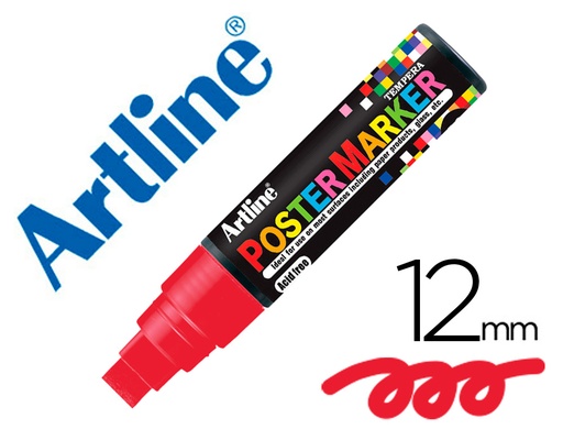 ARTLINE - ROTULADOR POSTER MARKER EPP-12 PUNTA REDONDA 12 MM COLOR ROJO (Ref.EPP-12-ROJ)