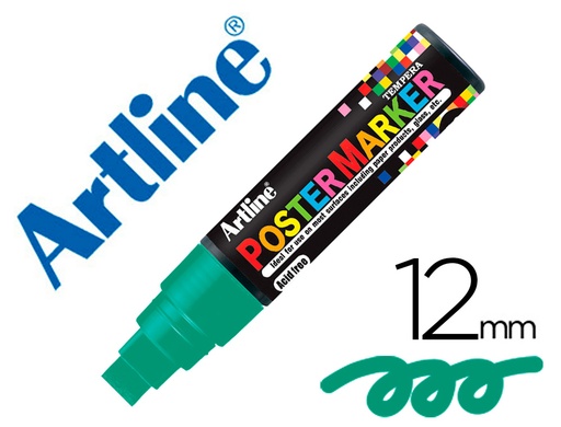 ARTLINE - ROTULADOR POSTER MARKER EPP-12 PUNTA REDONDA 12 MM COLOR VERDE (Ref.EPP-12-VER)