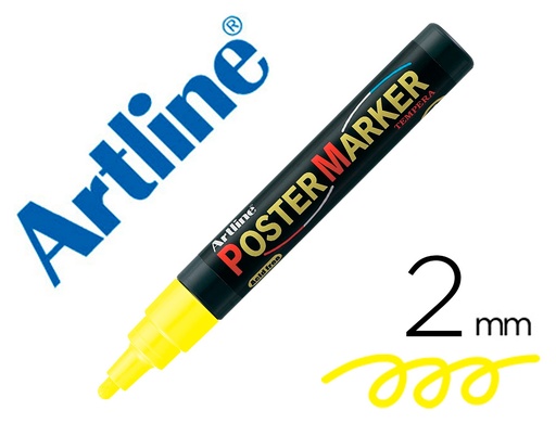 ARTLINE - ROTULADOR POSTER MARKER PUNTA REDONDA 2 MM COLOR AMARILLO FLUOR (Ref.EPP-4-AMA FLU)