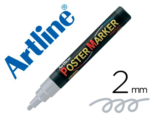 ARTLINE - ROTULADOR POSTER MARKER PUNTA REDONDA 2 MM COLOR METALIZADO PLATA (Ref.EPP-4-PLA MET)