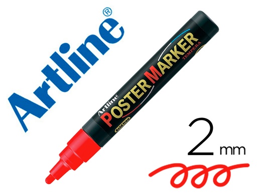 ARTLINE - ROTULADOR POSTER MARKER PUNTA REDONDA 2 MM COLOR ROJO (Ref.EPP-4-ROJ)