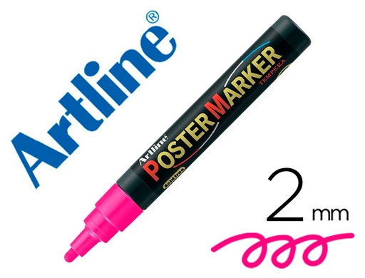 ARTLINE - ROTULADOR POSTER MARKER PUNTA REDONDA 2 MM COLOR ROSA FLUOR (Ref.EPP-4-ROS FLU)