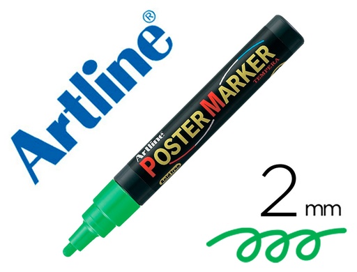 ARTLINE - ROTULADOR POSTER MARKER PUNTA REDONDA 2 MM COLOR VERDE FLUOR (Ref.EPP-4-VER FLU)