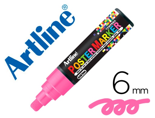 ARTLINE - ROTULADOR POSTER MARKER PUNTA REDONDA 6 MM COLOR ROSA FLUOR (Ref.EPP-6-ROS FLU)