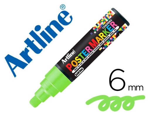 ARTLINE - ROTULADOR POSTER MARKER PUNTA REDONDA 6 MM COLOR VERDE FLUOR (Ref.EPP-6-VER FLU)
