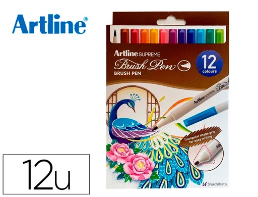 ARTLINE - ROTULADOR SUPREME BRUSH EPFS PINTURA BASE DE AGUA PUNTA TIPO PINCEL TRAZO FINO BOLSA DE 12 UNIDADES (Ref.EPFS F W12)