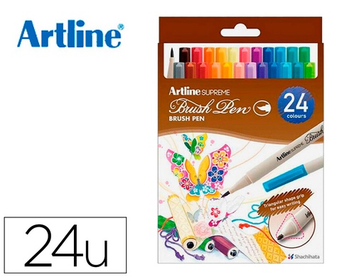 ARTLINE - ROTULADOR SUPREME BRUSH EPFS PINTURA BASE DE AGUA PUNTA TIPO PINCEL TRAZO FINO BOLSA DE 24 UNIDADES (Ref.EPFS F W24)