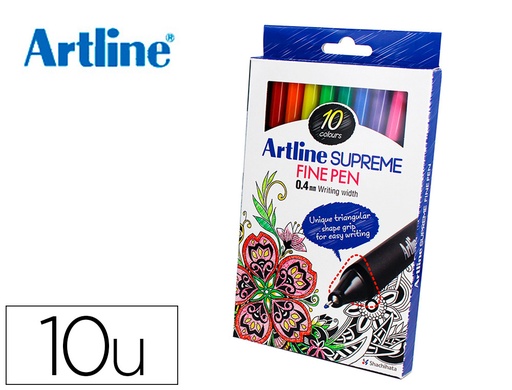 ARTLINE - ROTULADOR SUPREME EPFS200 FINE LINER PUNTA DE FIBRA 0,4 MM BOLSA 10 UNIDADES COLORES SURTIDOS (Ref.EPFS200W10 CART.10)