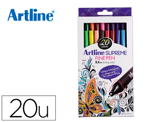 ARTLINE - ROTULADOR SUPREME EPFS200 FINE LINER PUNTA DE FIBRA 0,4 MM BOLSA 20 UNIDADES COLORES SURTIDOS (Ref.EPFS200W20 CART.20)