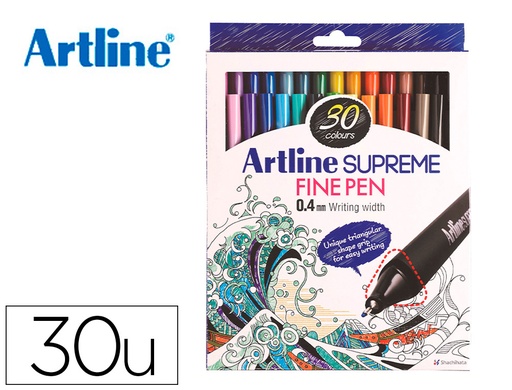 ARTLINE - ROTULADOR SUPREME EPFS200 FINE LINER PUNTA DE FIBRA 0,4 MM BOLSA 30 UNIDADES COLORES SURTIDOS (Ref.EPFS200W30 CART.30)