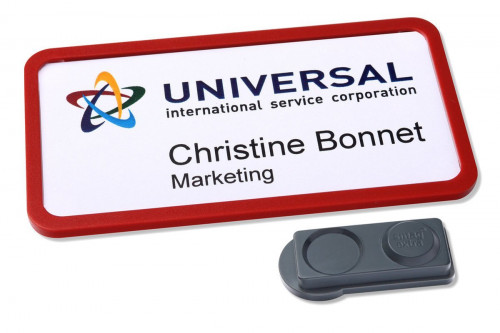 AVERY - CAJA 10 PORTANOMBRES OFFICE BADGE ROJO CON IMÁN EXTRA FUERTE-37 X 75 MM (Ref.4839R-L)