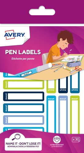 AVERY - ETIQUETA ESCOLAR BOLIGRAFOS 50x10 AZUL/VERDE BLISTER de 30 (Ref.RESMI30G-UK)