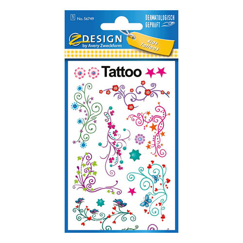 AVERY - SOBRE CON 1 HOJA 76X120MM Y 9 PEGATINAS TATOO MODA (Ref.56749)