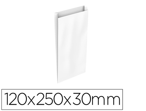 BASIKA - SOBRE PAPEL CELULOSA BLANCO CON FUELLE XS 120X250X30 MM PAQUETE DE 25 UNIDADES (Ref.2032000)