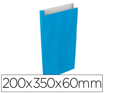 BASIKA - SOBRE PAPEL CELULOSA CELESTE CON FUELLE M 200X350X60 MM PAQUETE DE 25 UNIDADES (Ref.2034003)