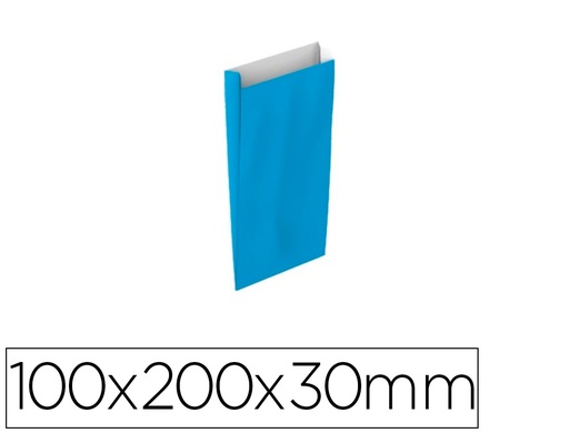 BASIKA - SOBRE PAPEL CELULOSA CELESTE CON FUELLE XXS 100X200X30 MM PAQUETE DE 25 UNIDADES (Ref.2031003)