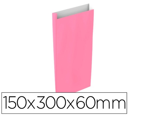 BASIKA - SOBRE PAPEL CELULOSA ROSA CON FUELLE S 150X300X60 MM PAQUETE DE 25 UNIDADES (Ref.2033004)