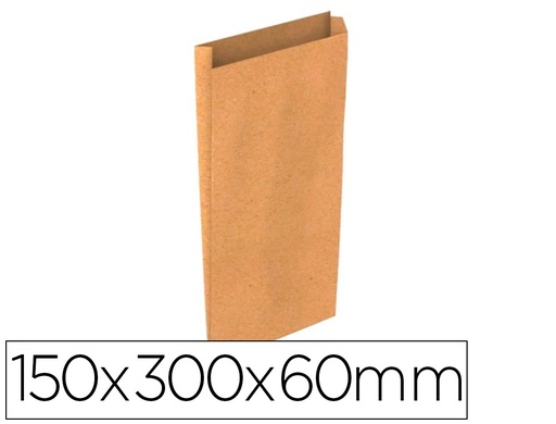 BASIKA - SOBRE PAPEL KRAFT NATURAL LISO CON FUELLE S 150X300X60 MM PAQUETE DE 25 UNIDADES (Ref.2018001)