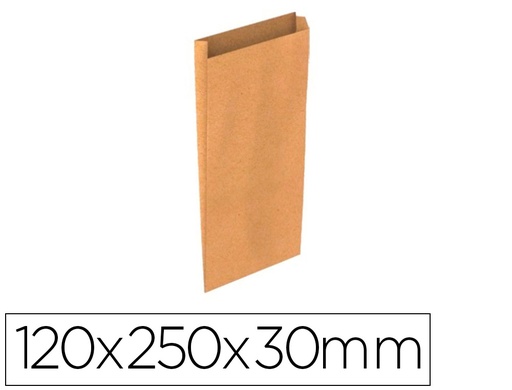 BASIKA - SOBRE PAPEL KRAFT NATURAL LISO CON FUELLE XS 120X250X30 MM PAQUETE DE 25 UNIDADES (Ref.2017001)
