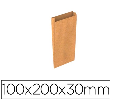 BASIKA - SOBRE PAPEL KRAFT NATURAL LISO CON FUELLE XXS 100X200X30 MM PAQUETE DE 25 UNIDADES (Ref.2016001)