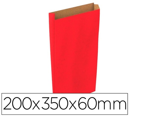 BASIKA - SOBRE PAPEL KRAFT ROJO CON FUELLE M 200X350X60 MM PAQUETE DE 25 UNIDADES (Ref.2019002)