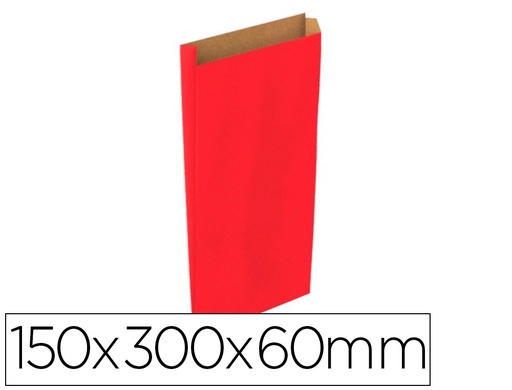 BASIKA - SOBRE PAPEL KRAFT ROJO CON FUELLE S 150X300X60 MM PAQUETE DE 25 UNIDADES (Ref.2018002)