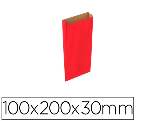 BASIKA - SOBRE PAPEL KRAFT ROJO CON FUELLE XXS 100X200X30 MM PAQUETE DE 25 UNIDADES (Ref.2016002)
