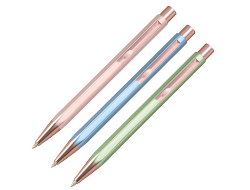 BELIUS - BOLIGRAFO BRELA CUERPO HEXAGONAL CON CLIP COLORES PASTELES CAJA DE REGALO CON 3 BOLIGRAFOS (Ref.BB186)