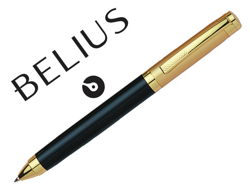 BELIUS - BOLIGRAFO FRANKFURT NEGRO Y DORADO TINTA AZUL EN ESTUCHE (Ref.BB227)