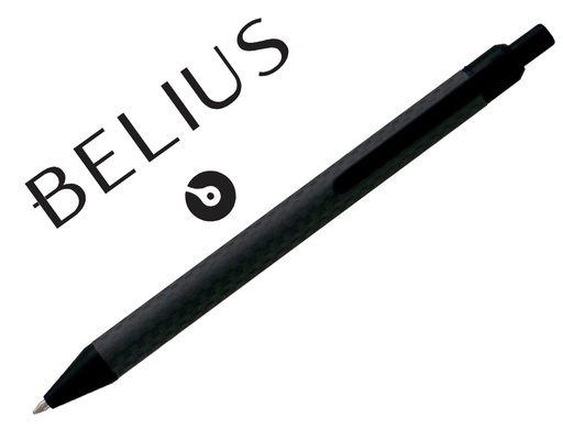 BELIUS - BOLIGRAFO POTSDAM NEGRO CUERPO FIBRA CARBON TINTA GEL AZUL EN ESTUCHE (Ref.BB222)