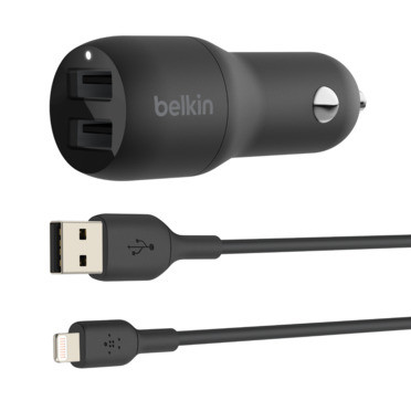 BELKIN - CARGADOR PARA COCHE DOBLE USB-A 24W 12W X2 COLOR NEGRO (Ref.CCB001BTBK)