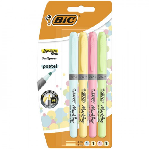 BIC - BLISTER 4 MARCADORES FLUORESCENTE COLORES PASTEL (Ref.964859)