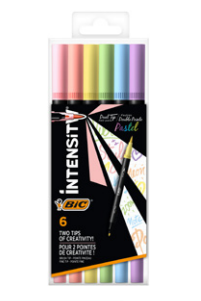 BIC - PACK 6 ROTULADORES INTENSITY DUAL TIP 2 EN 1 - PUNTA FINA Y PUNTA PINCEL - COLORES PASTEL 989694 (Ref.503826)