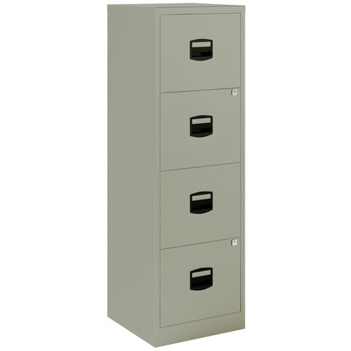 BISLEY - ARCHIVADOR METÁLICO 4 CAJONES , 40X40X125 CM (ANCHO X FONDO X ALTO) FORMATO A4 -CAPACIDAD CAJON 15KG- TIRADOR DE PLÁSTICO GRIS (MONTADO) (Ref.PFA4F-V7)