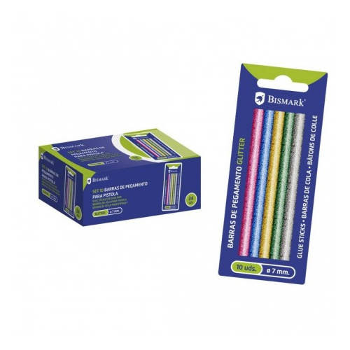 BISMARK - BLISTER 10 BARRAS DE PEGAMENTO SILICONA GLITTER 7,2 X 100 MM. (Ref.327111)