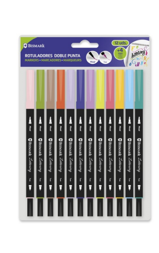 BISMARK - BLISTER 12 ROTULADORES LETTERING DOBLE PUNTA (Ref.330114)