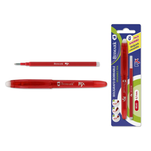 BISMARK - BOLIGRAFO BORRABLE C/CAPUCHON+1 RECAMBIO ROJO (Ref.329571)