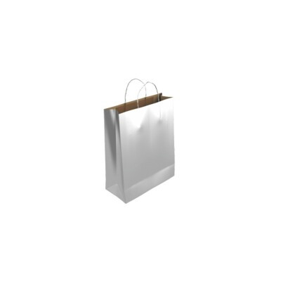 BISMARK - BOLSA PAPEL CON ASAS KRAFT PLATA XS 18X8X24 CM (Ref.329848)