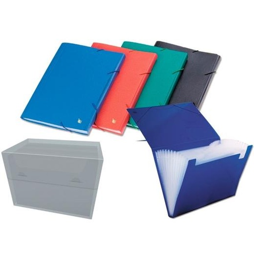 BISMARK - CARPETA FUELLE ACORDEÓN 12 C/GOMA A4 PP OPACO C/SURTIDOS (Ref.540230)