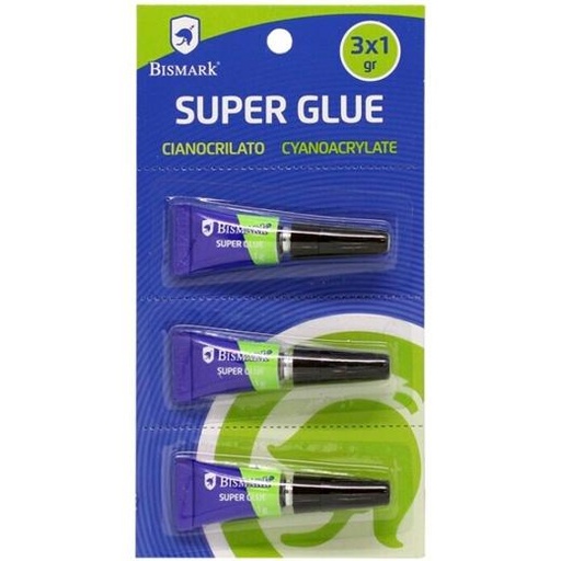BISMARK - PEGAMENTO INSTANTÁNEO SUPER-GLUE 1GR BLISTER DE 3U (Ref.317015)