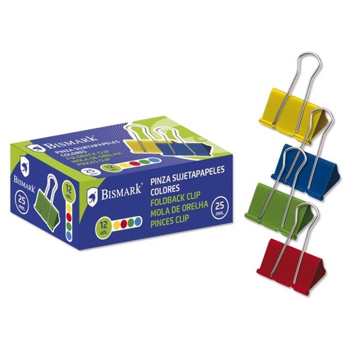 BISMARK - PINZAS ABATIBLES 25MM COLORES SURTIDOS- 12 PINZAS (Ref.313326)