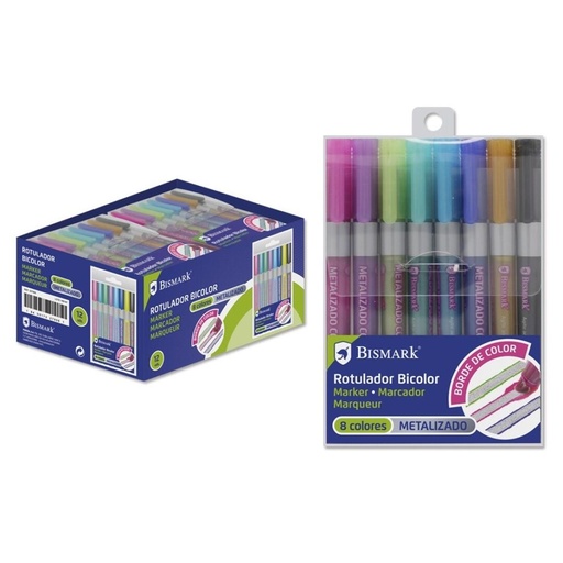 BISMARK - ROTULADOR BICOLOR METAL + NEON PASTEL 8 COLORES BLISTER (Ref.327906)