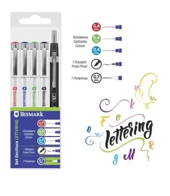 BISMARK - SET 3 ROTULADORES CALIBRADOS DE COLOR + ROTULADOR PUNTA PINCEL + PORTAMINAS (Ref.330180)