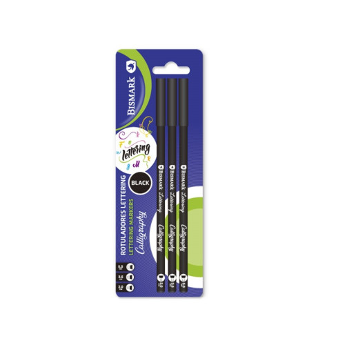BISMARK - SET 3 ROTULADORES CALIGRAFIA LETTERING NEGROS (Ref.330622)