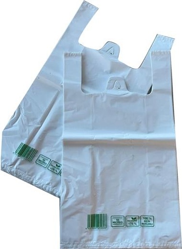 LORCAPACK - BOLSA DE CAMISETA 42X53 50 MICRAS 70% RECICLADO 1KG (Ref.70366)